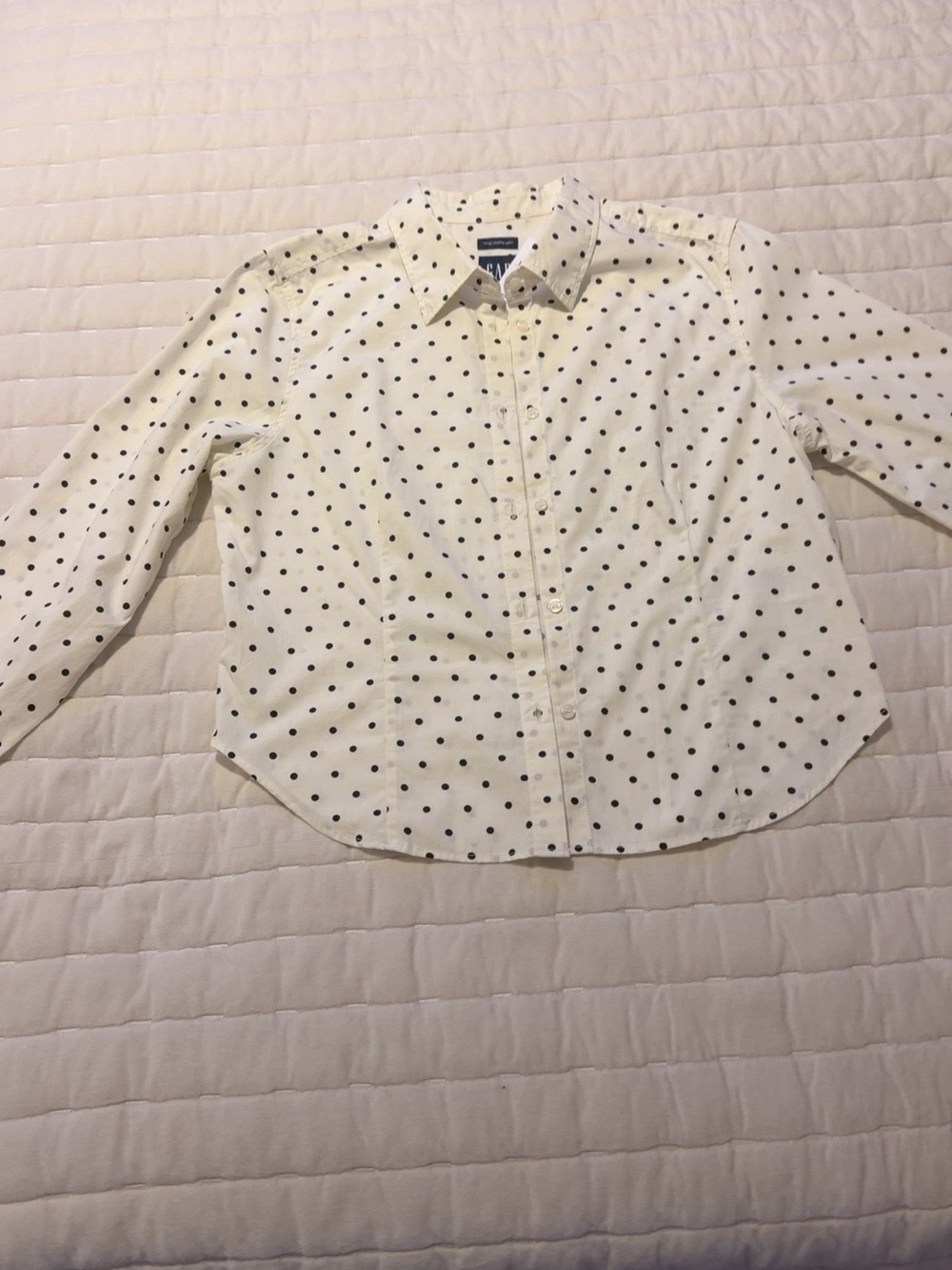 Gap Women’s Polka Dot Fitted Cropped Button Down Shirt Size M NWT